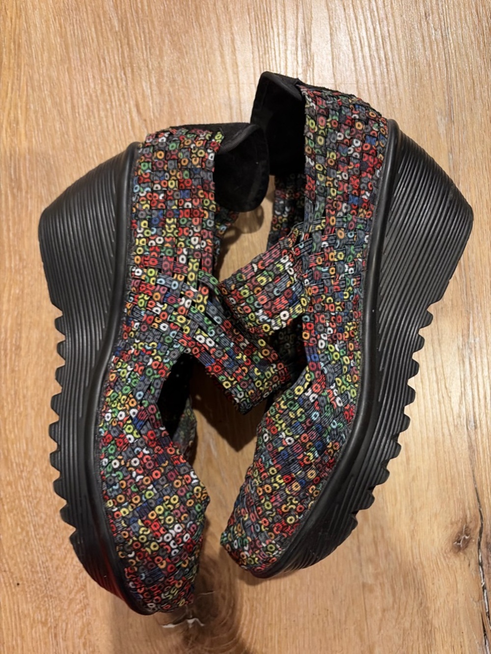 bernie mev. Multicolor Mary Jane Platform Sandals with Black Sole